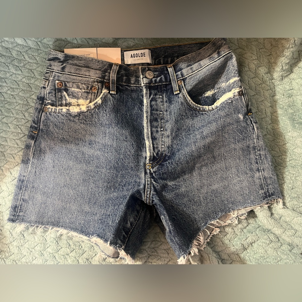 Agolde Blue Denim Shorts